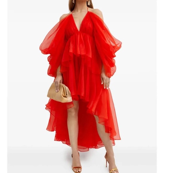 ZIMMERMAN Natura Tranquility Gather Mini Silk Dress Tomato Red size 0 - Picture 2 of 4